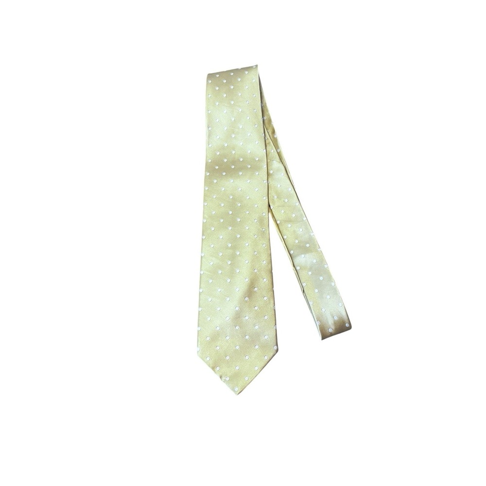 JOS. A. BANK Signature Collection Gold White‎ Polka Dot Men's Tie Silk Blend
